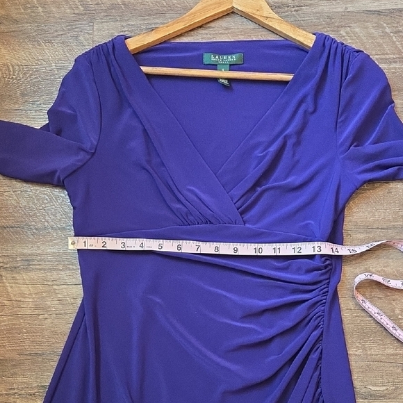Lauren By Ralph Lauren Form-Fitting Purple Dress Knee-Length Women's Size 6 - Picture 12 of 13